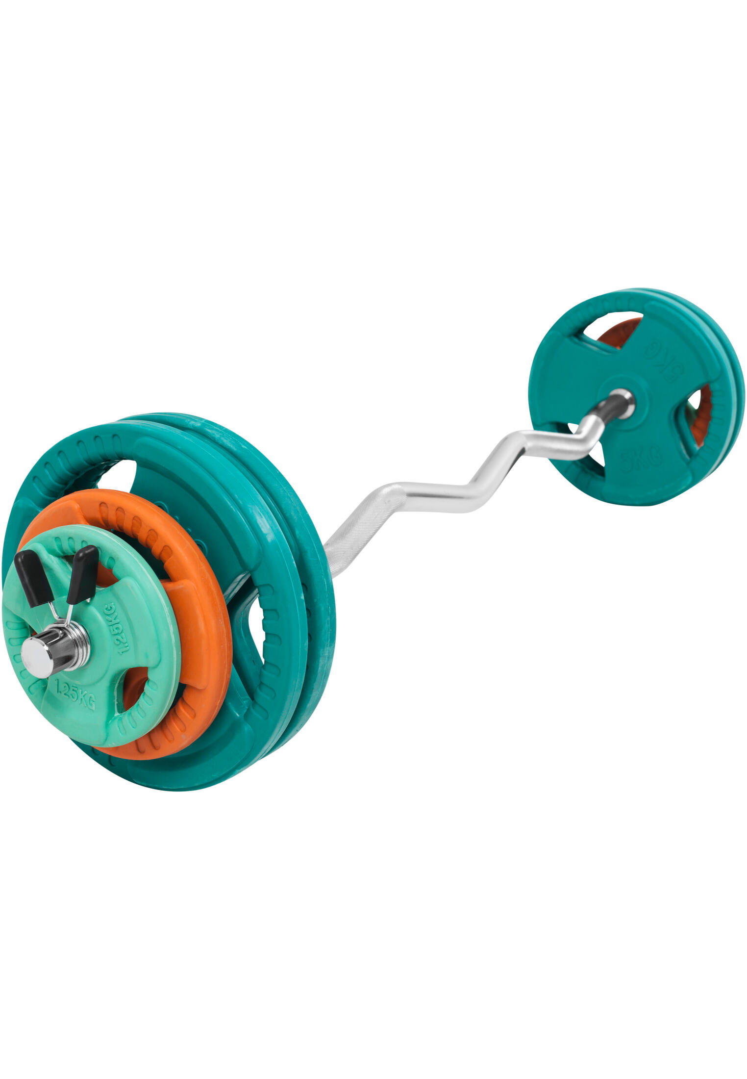 KIT 35KG AVEC POIDS EN CAOUTCHOUC GRIP ET BARRE CURL | DIAMETRE 30/31MM | MUSCUL 2/7
