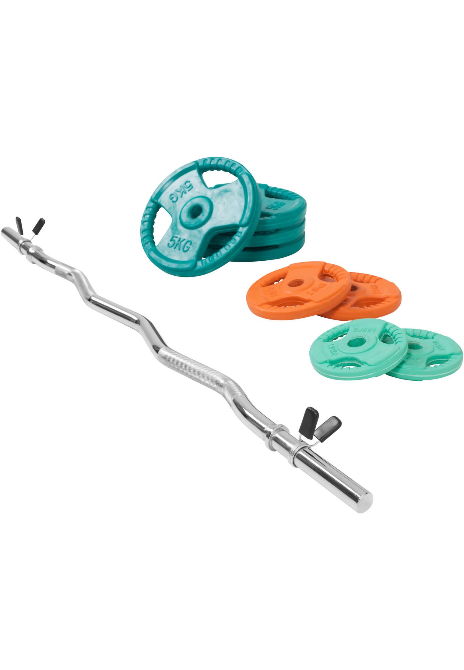KIT 35KG AVEC POIDS EN CAOUTCHOUC GRIP ET BARRE CURL | DIAMETRE 30/31MM | MUSCUL 5/7