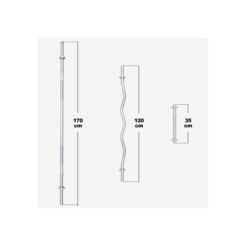 SET D'HALTÈRES COMPLET 97,5KG | DISQUES PLASTIQUE + BARRES | MUSCULATION