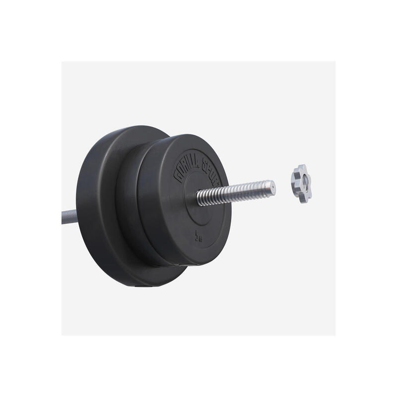 SET D'HALTÈRES COMPLET 97,5KG | DISQUES PLASTIQUE + BARRES | MUSCULATION