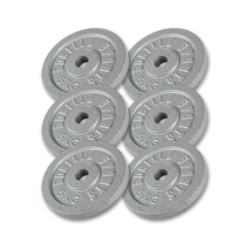 Halterschijven Set - Bundel - 30 kg (6 x 5 kg) - Gietijzer - 30 mm