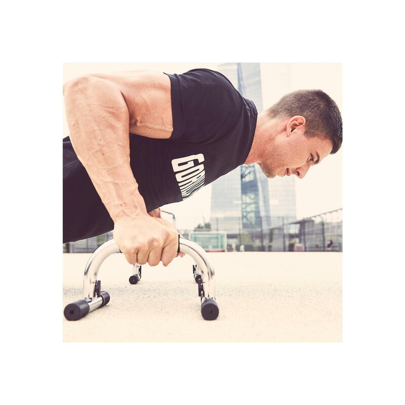 Par Empuñaduras Push Up Gorilla Sports Cromadas/Negro