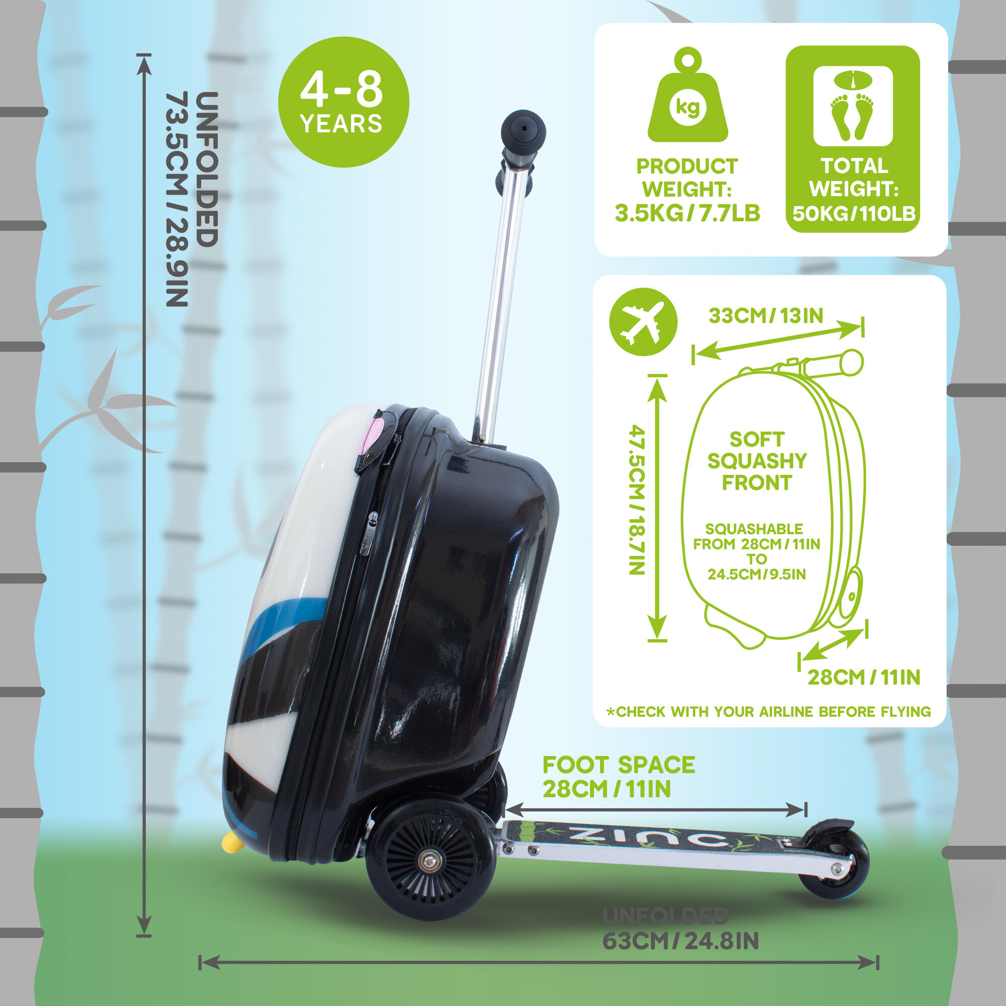 Flyte Midi 18 Inch Penni the Panda Scooter Suitcase 4/6