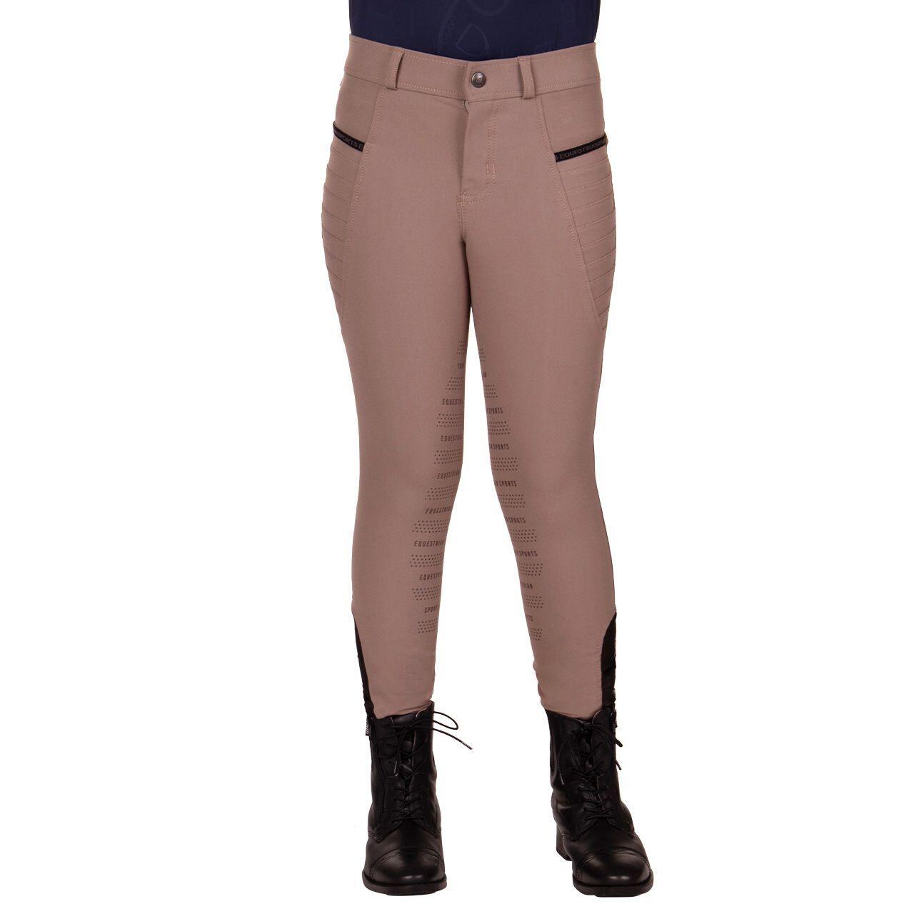 Qhp - Pantalon Équitation Fille Mid Grip Qhp Rylee - Pantalon D'Équitation - Beige - 10 À 12 Ans - Decathlon
