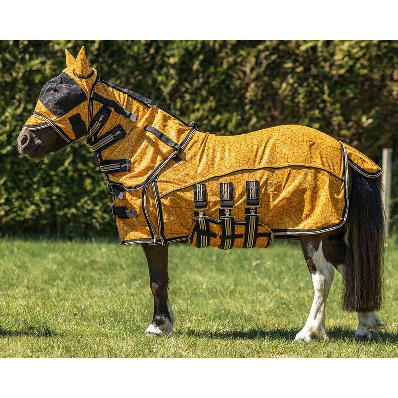 Chemise anti-mouches pour cheval avec cou et bonnet QHP Falabella