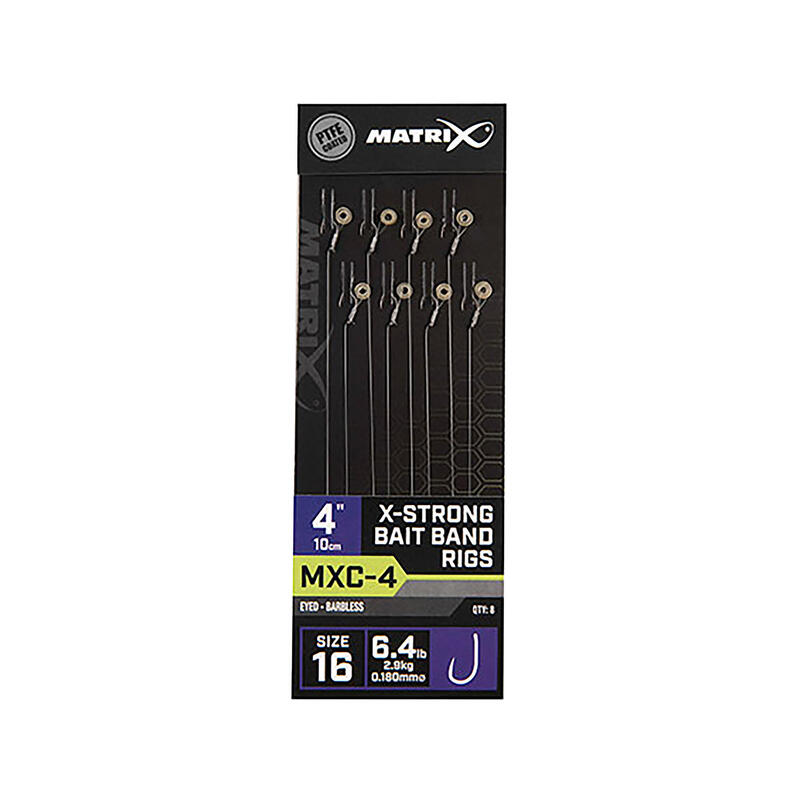 Matrix MXC-4 méretű Barbless X-Strong Bait Band metódusú vezetők 8 db.