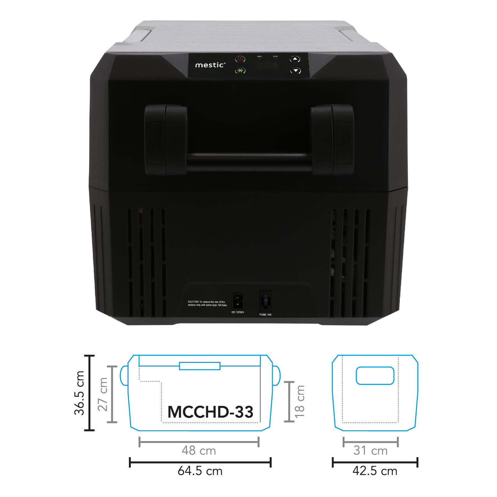 Glacière à compresseur MCCHD-33 L de voiture Camping AC/DC 12/24V 230V 2/7
