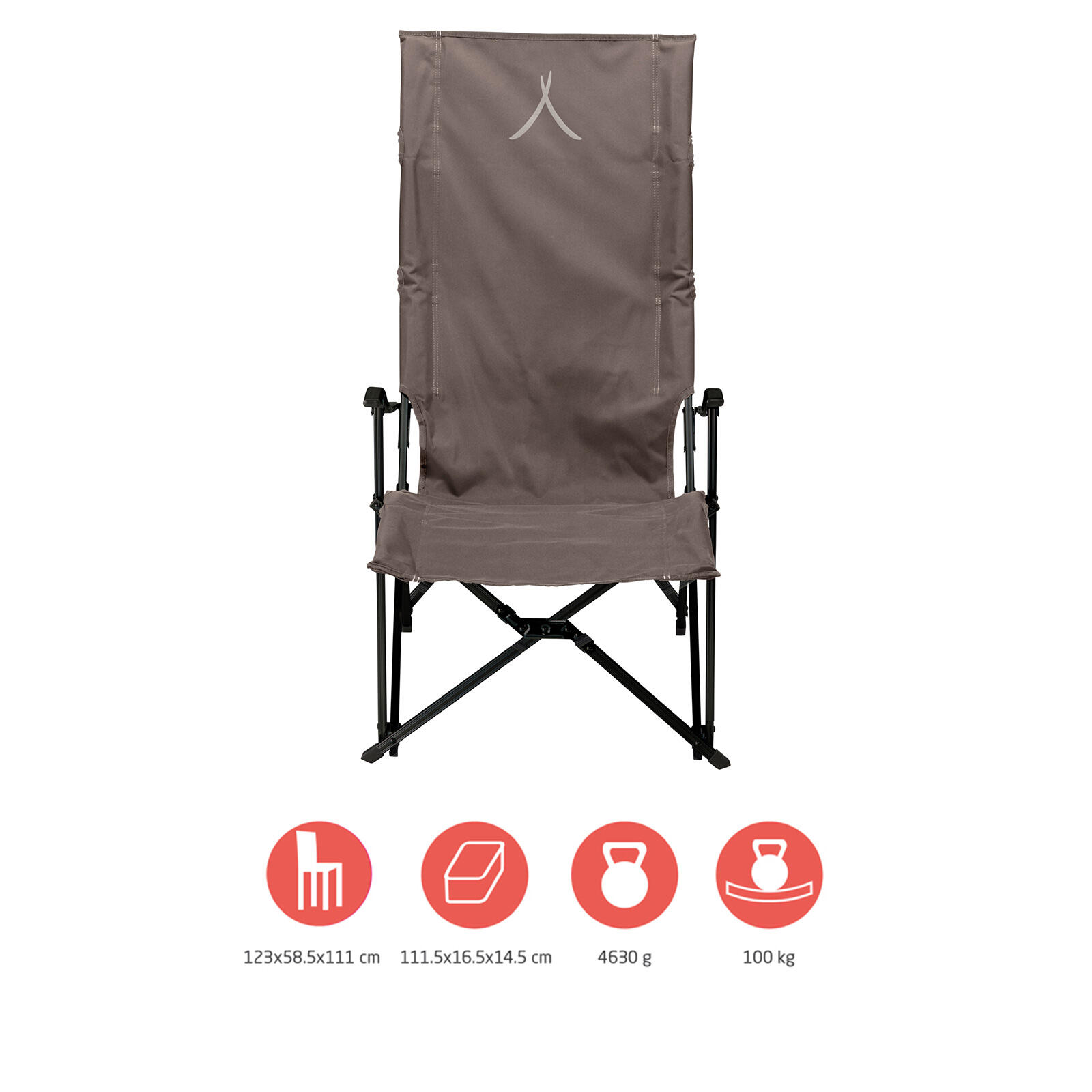 El Tovar Chaise à haut dossier Lounger Camping pliante Accoudoirs Alu 100 kg 2/7