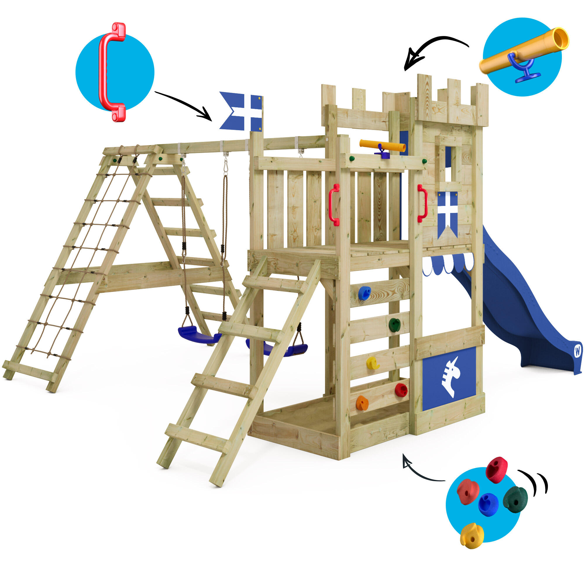 DragonFlyer speeltoren met schommel & blauwe glijbaan 5/7