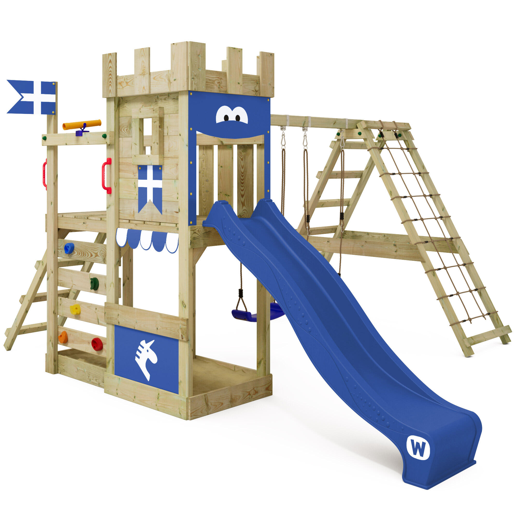Wickey - Aire De Jeux Dragonflyer Avec Balançoire Et Toboggan Bleu - Aire De Jeu - Bleu - No Size - Decathlon