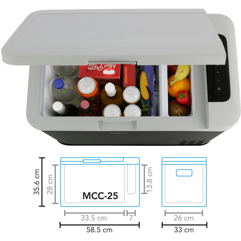 Glacière à compresseur MCC-25 L de voiture Camping AC/DC 12/24V 230V