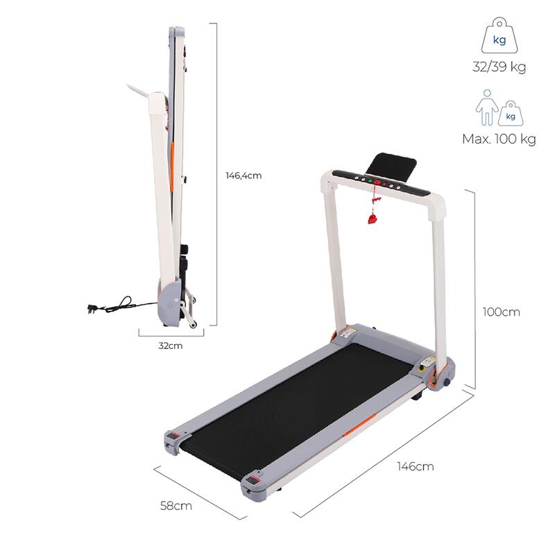 Cinta de correr 14km/h Plegable Eléctrica LED APP entreno 20 niveles