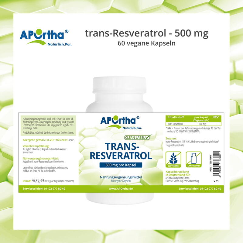 Trans-Resveratrol - 500 mg - 60 vegane Kapseln