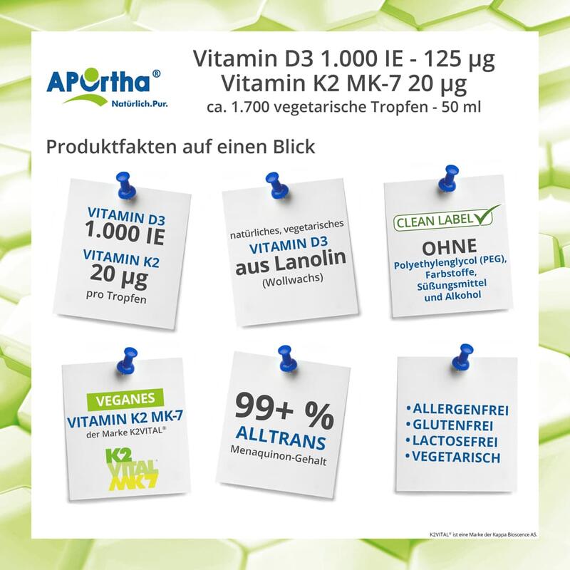 Vitamin D3 1.000 IE + Vitamin K2VITAL® 20 µg pro Tropfen - vegetarisch - 50 ml