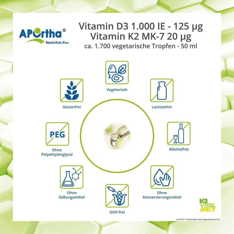 Vitamin D3 1.000 IE + Vitamin K2VITAL® 20 µg pro Tropfen - vegetarisch - 50 ml