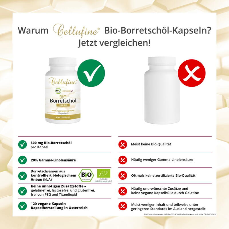 Bio-Borretschöl 500 mg - 120 vegane Kapseln