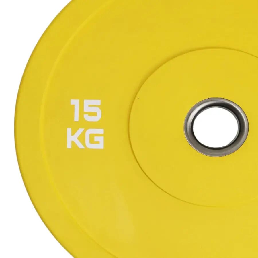 Disco olímpico bumper 15kg amarillo Viok Sport 2/4