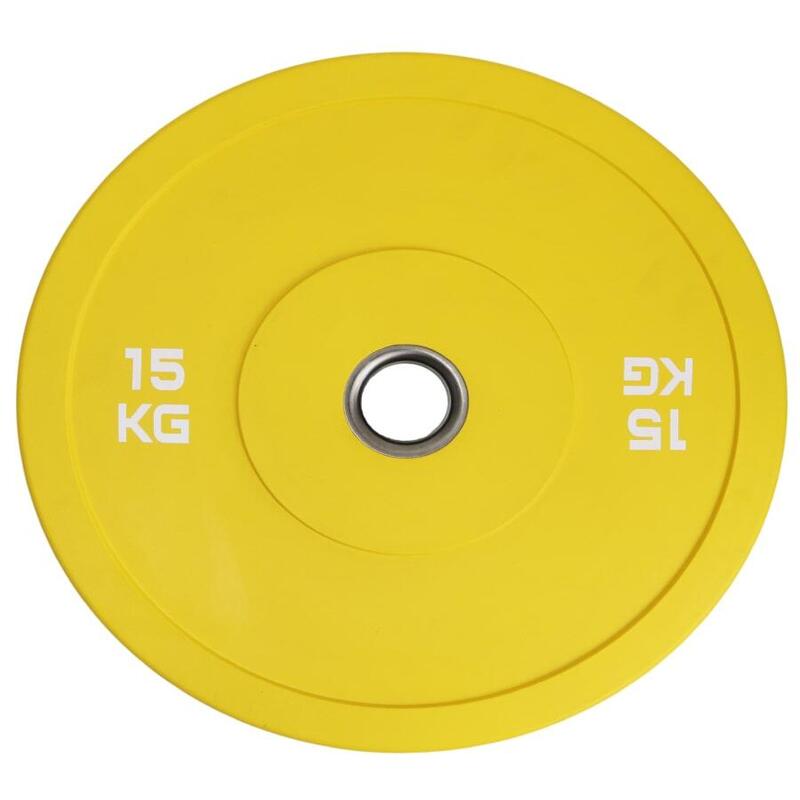 Disco olímpico bumper 15kg amarillo Viok Sport
