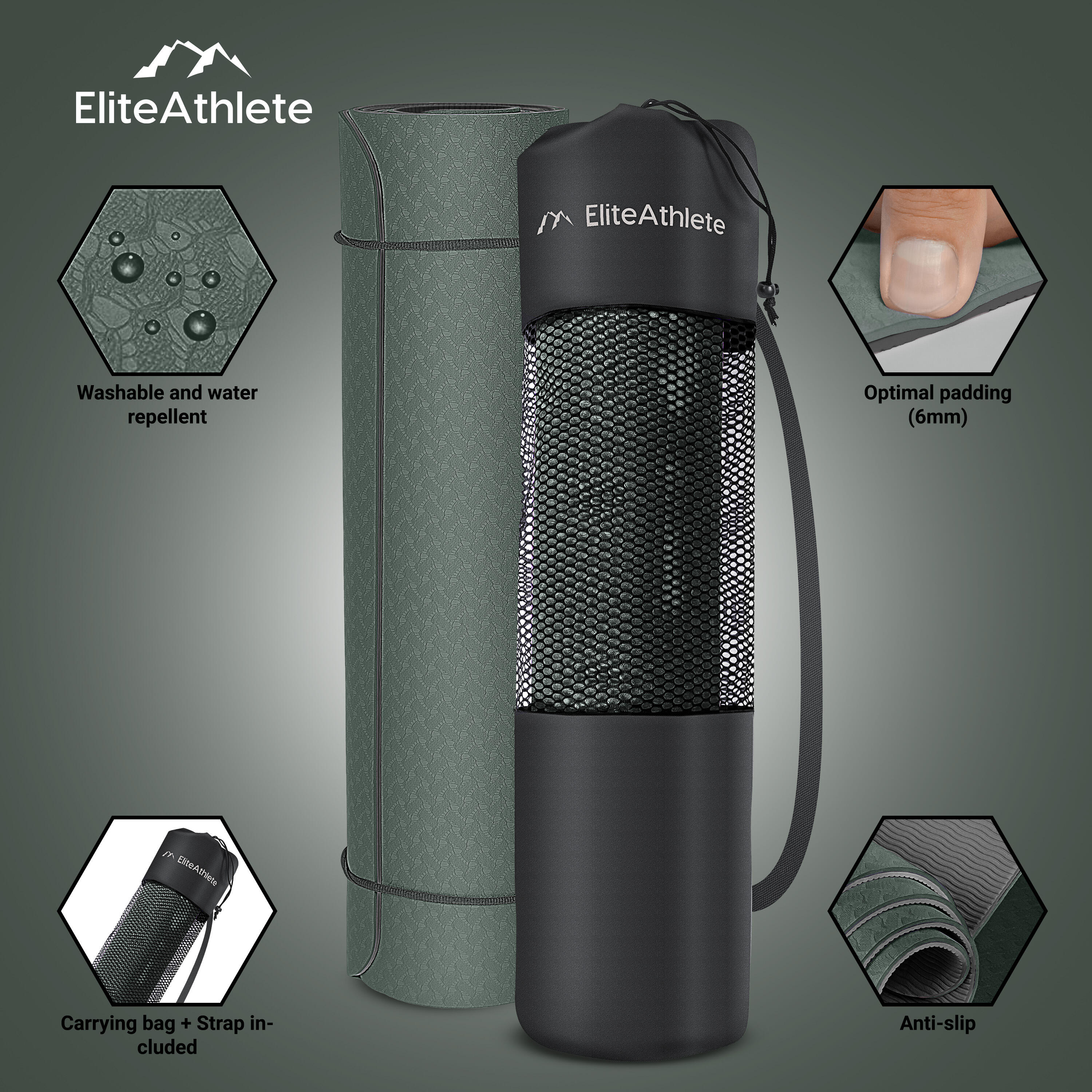 EliteAthlete® Yogamatte - Sportmatte - Fitnessmatte - Yoga Matte - 183x61x0.6 cm 2/7