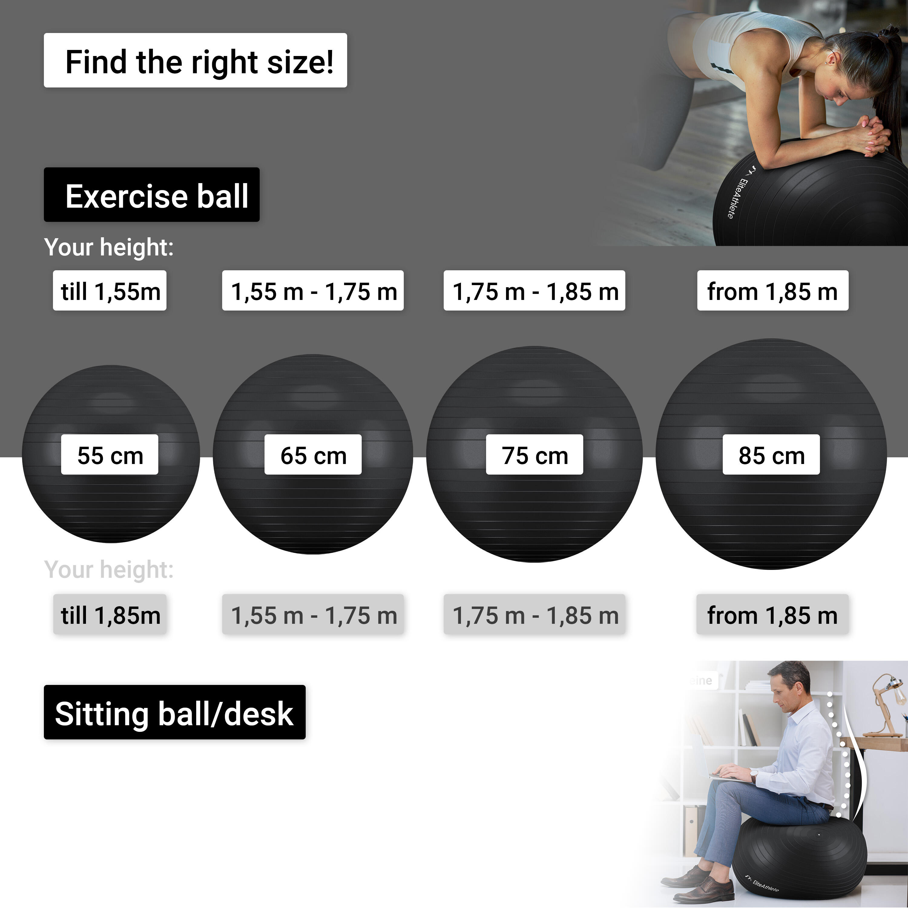 EliteAthlete® Ballon Gym - Fitness Pilates Yoga - Ballon Grossesse 7/7