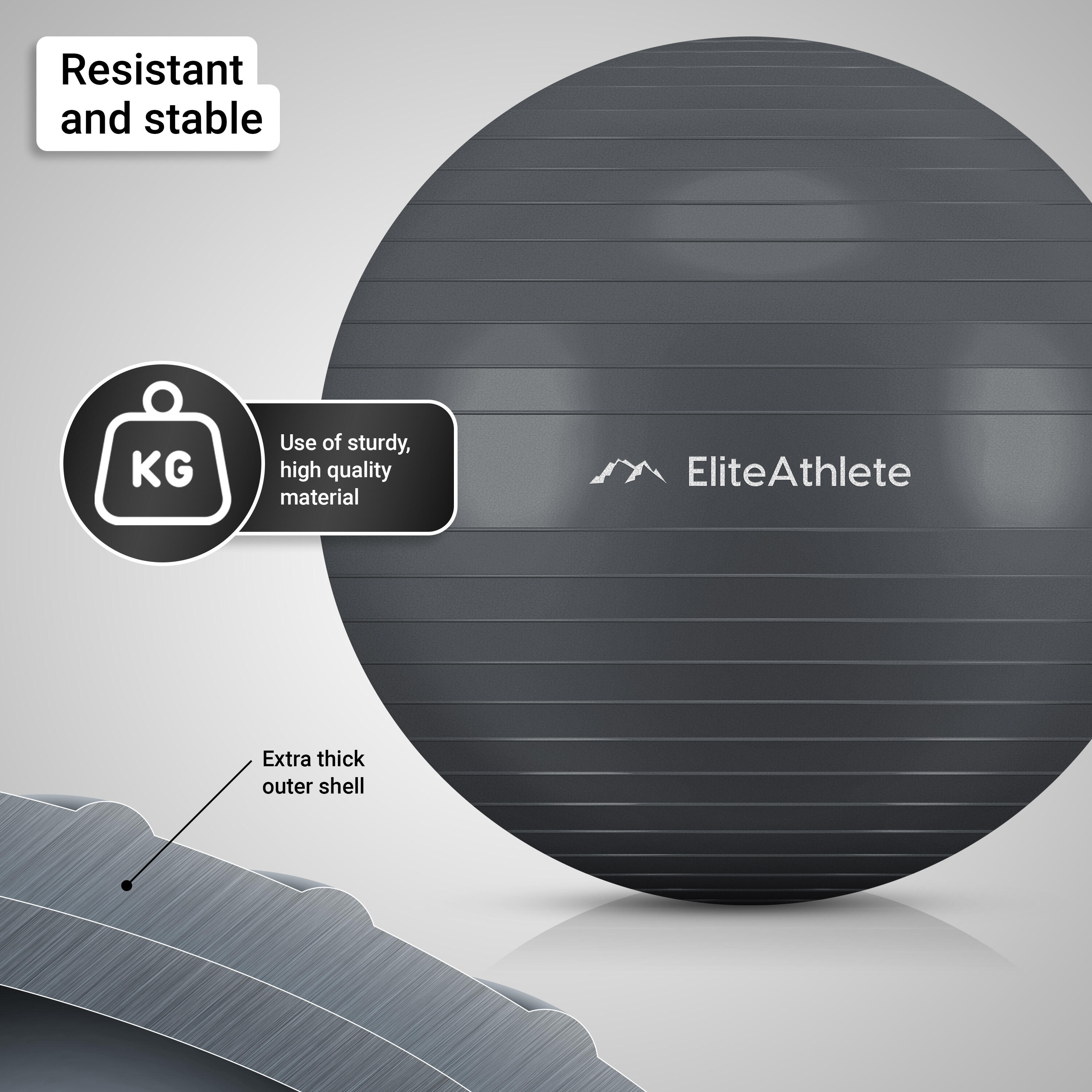 EliteAthlete® Ballon Gym - Fitness Pilates Yoga - Ballon Grossesse 5/7