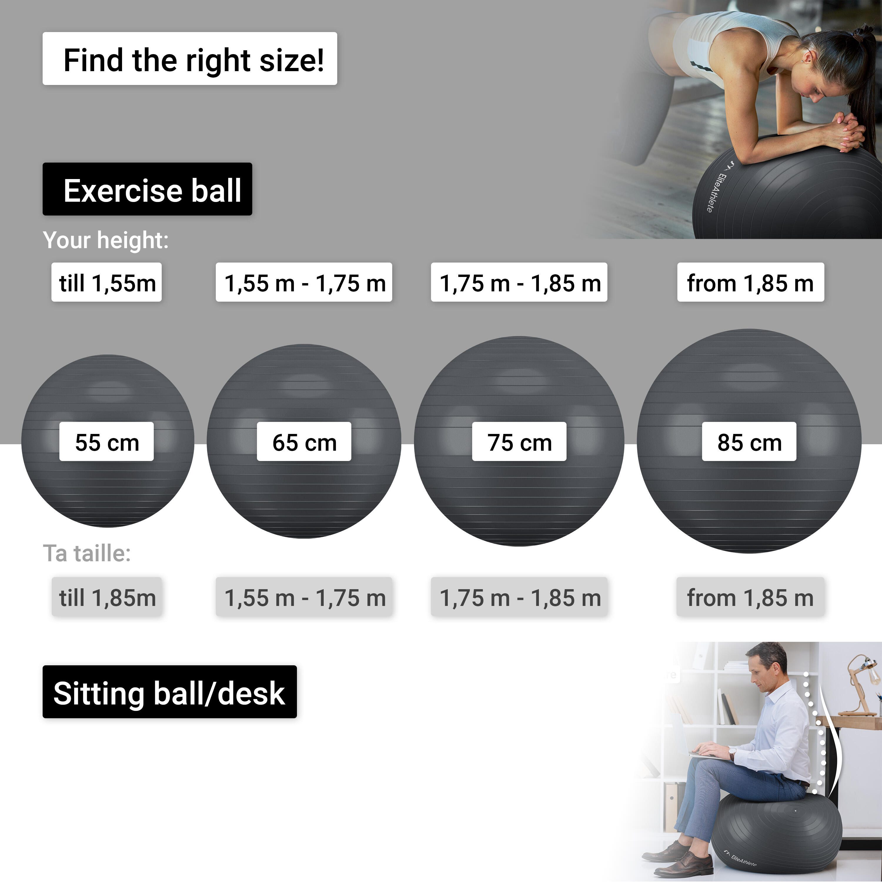 EliteAthlete® Ballon Gym - Fitness Pilates Yoga - Ballon Grossesse 7/7