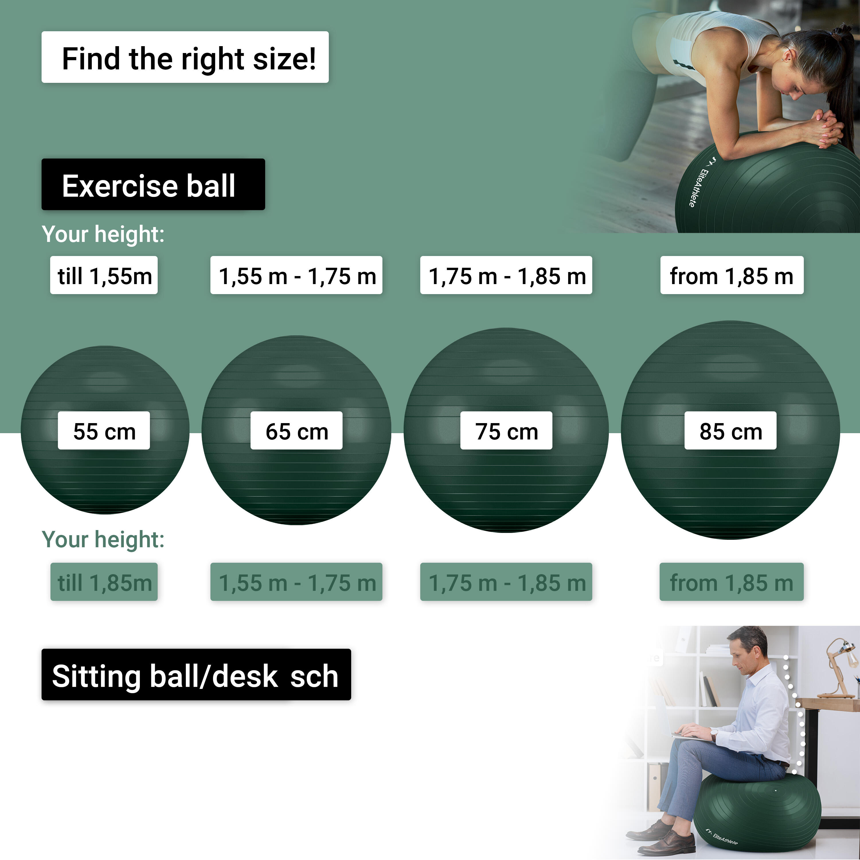 EliteAthlete® Ballon Gym - Fitness Pilates Yoga - Ballon Grossesse 7/7