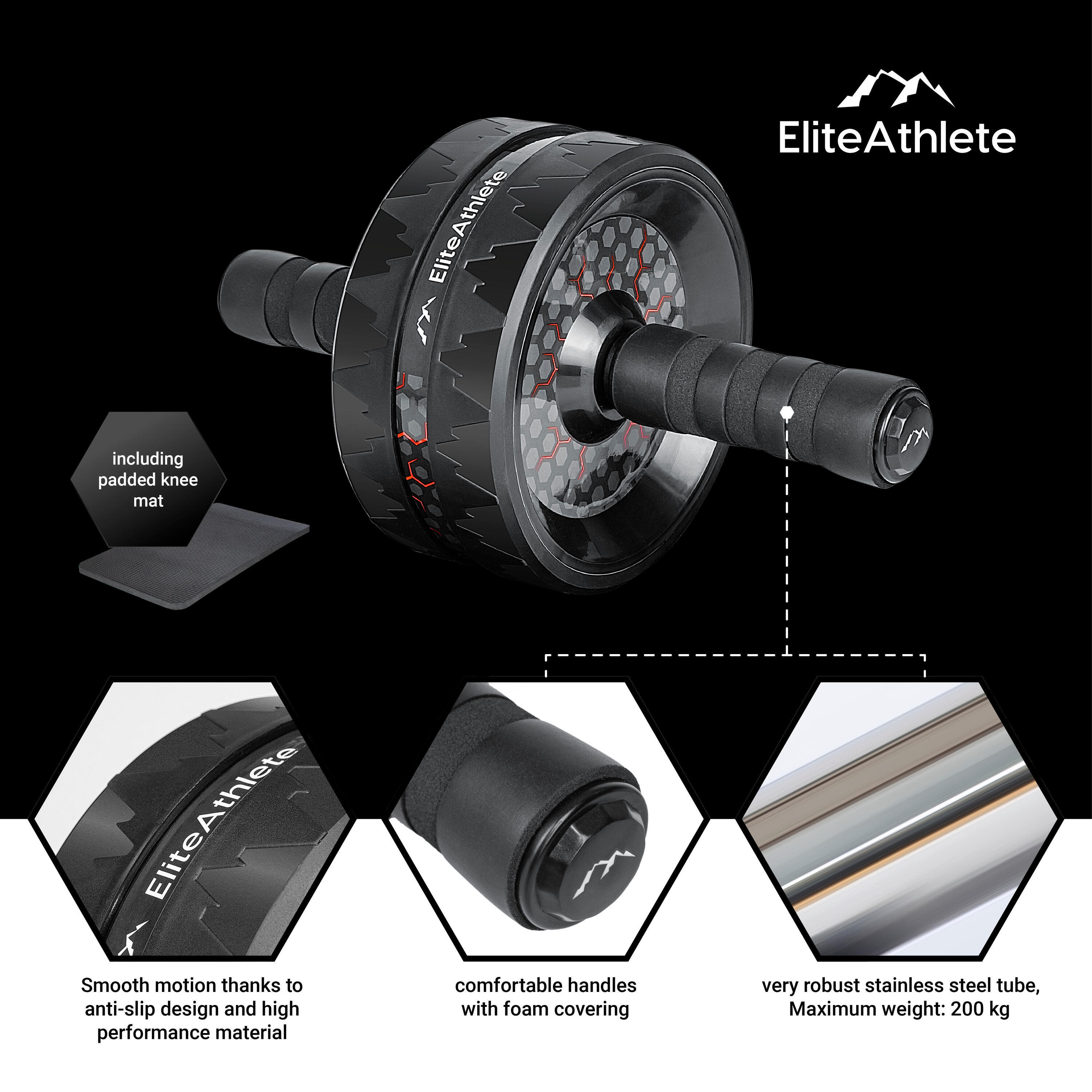 EliteAthlete® Roue Abdominale - Roulette Abdominaux - AB Wheel - Rouleau Abdo 2/7
