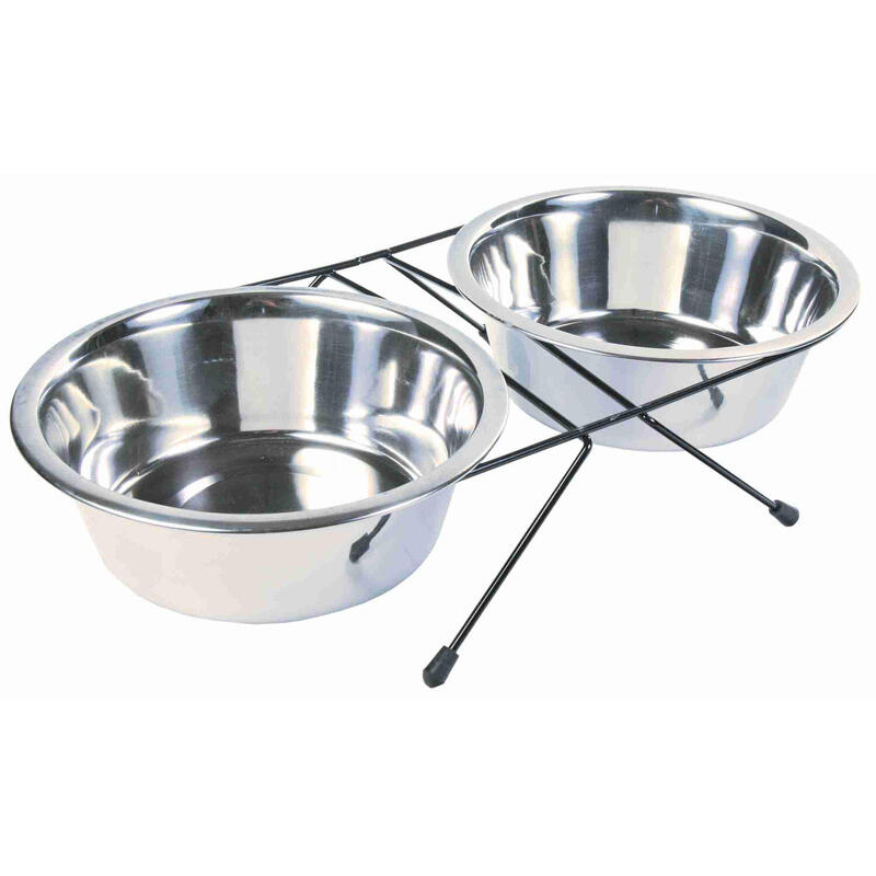 Set Comederos Acero Inox para perro Trixie 2 x 1.8 l, ø21 cm