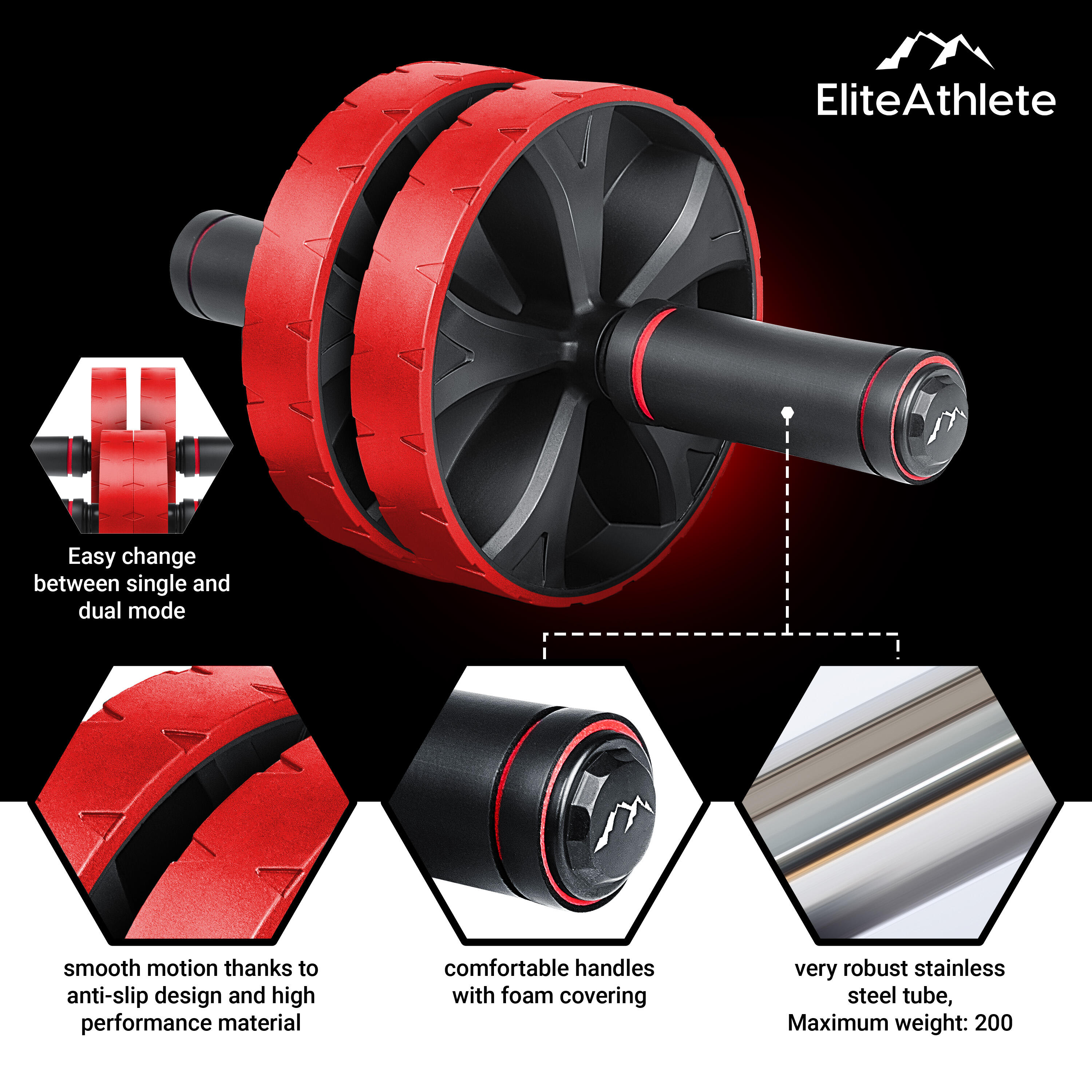 Ruota Addominali AB Roller | Ruota Antiscivolo per Addominali, Braccia, Spalle e Schiena. Rafforzati allenandoti a casa | Fitness Trainer Home ABS Workout