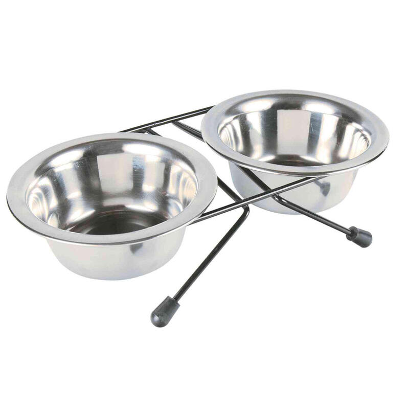 Set Comederos Acero Inox para perro Trixie 2 x 0.2 l, ø11 cm