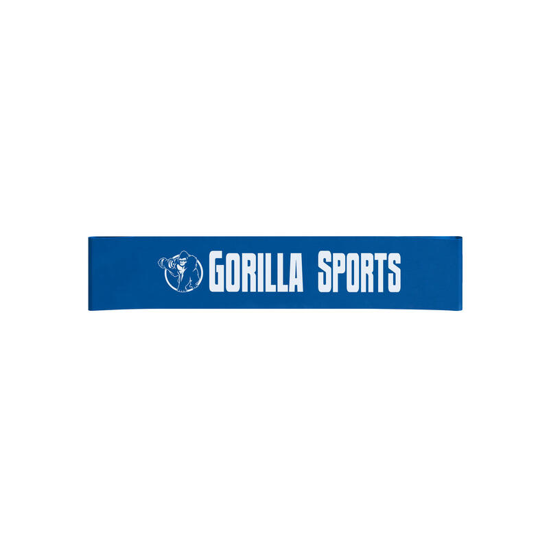 Guma fitnes oporowa krótka, niebieska Gorilla Sports