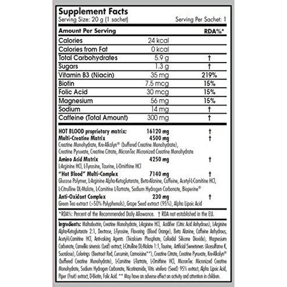 Pre-entreno Hot Blood Hardcore 700 Gr Guaraná - Scitec Nutrition 2/2