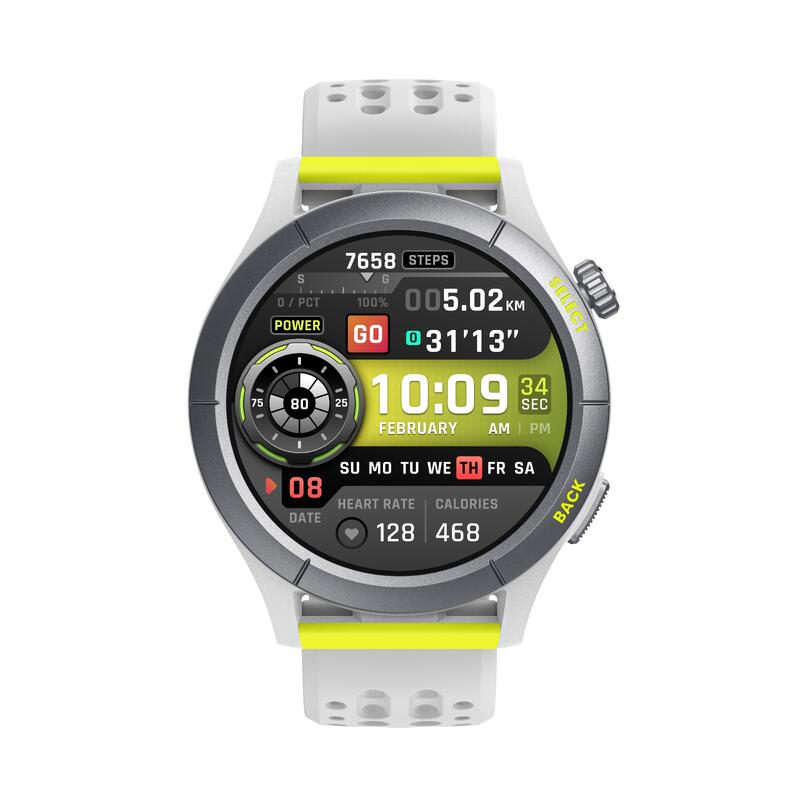 Cheetah Round Smart Sports Watch - Grey/Yellow