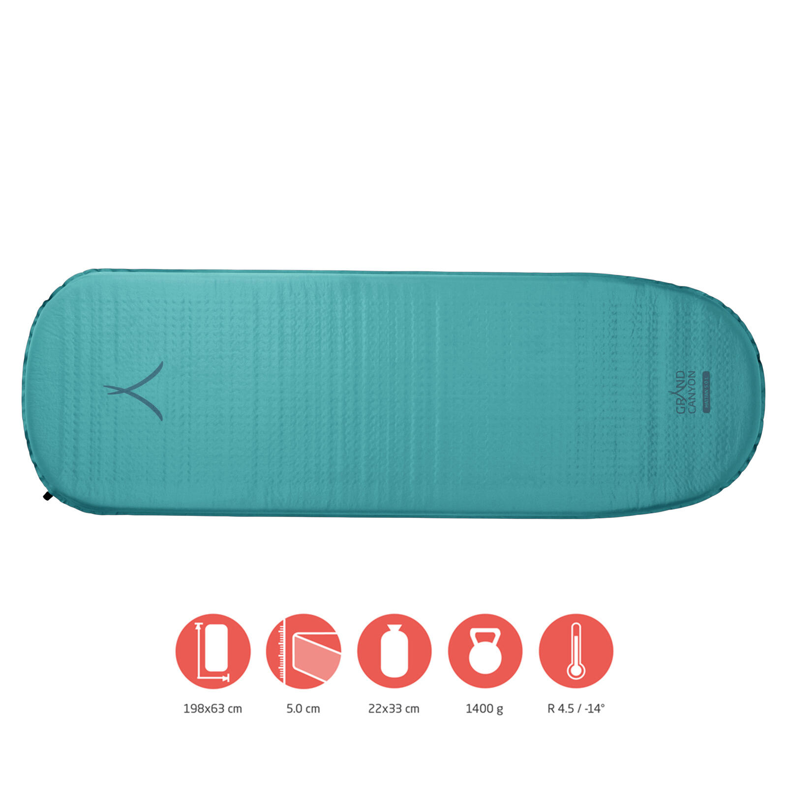 Grand Canyon - Matelas Thermique Hattan Lit À Air Autogonflant 5.0 L - Matelas Autogonflant - Bleu - 5 Cm - Decathlon