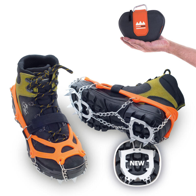 Crampons Antidérapants 24 Pointes Acier - Pour Randonnée Glace Neige - Taille Unique Réglable
