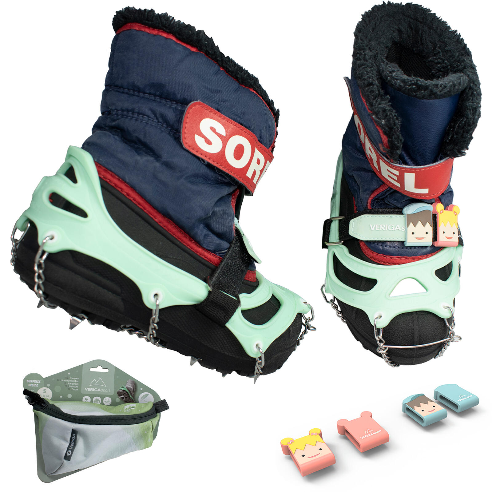 Veriga - Family Track Kids Crampons À Chaussures Glace Neige - Crampon À Neige - Bleu - 38 S - Decathlon