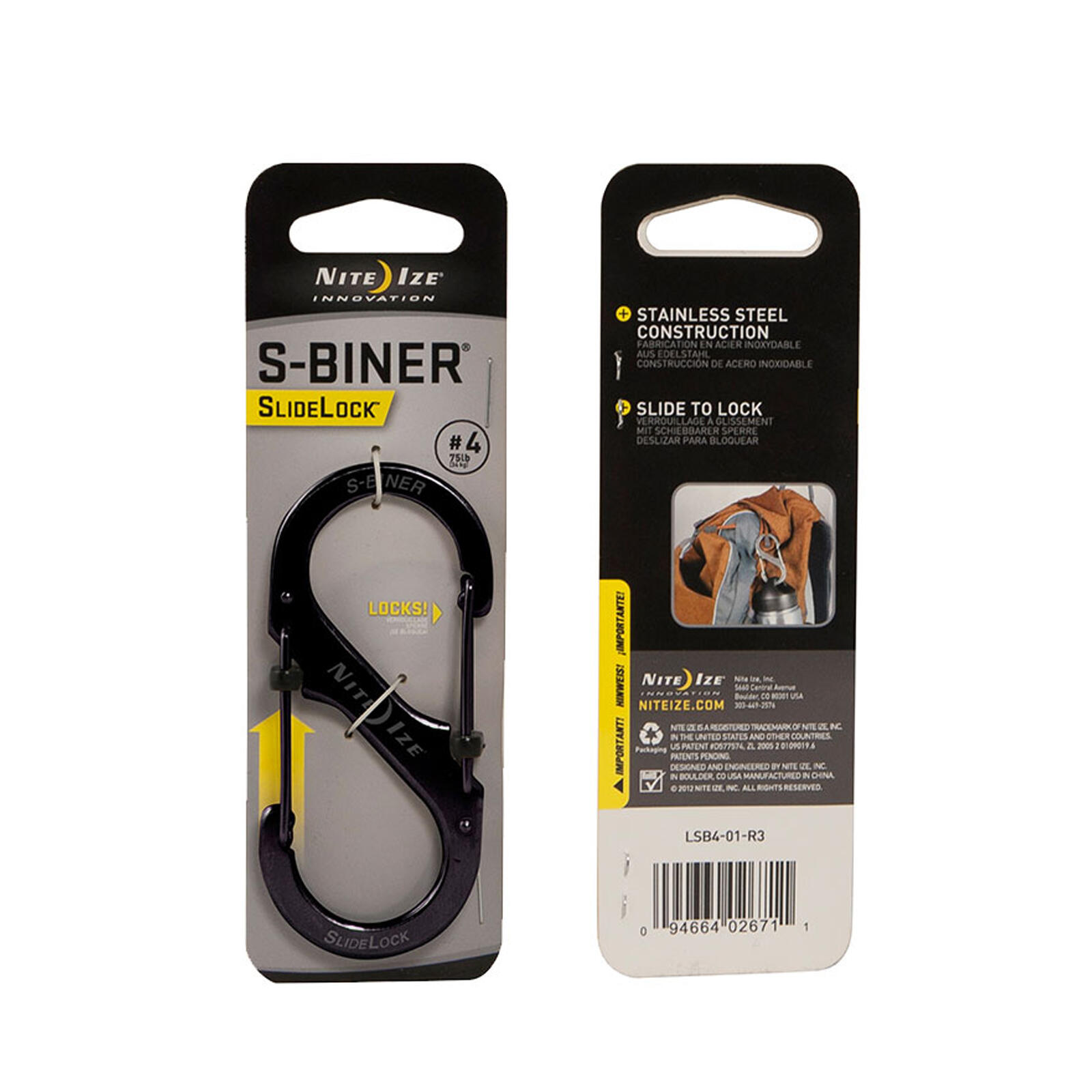 NITE IZE Dubbele karabijnhaak SlideLock S-Biner Minihaak maat 4