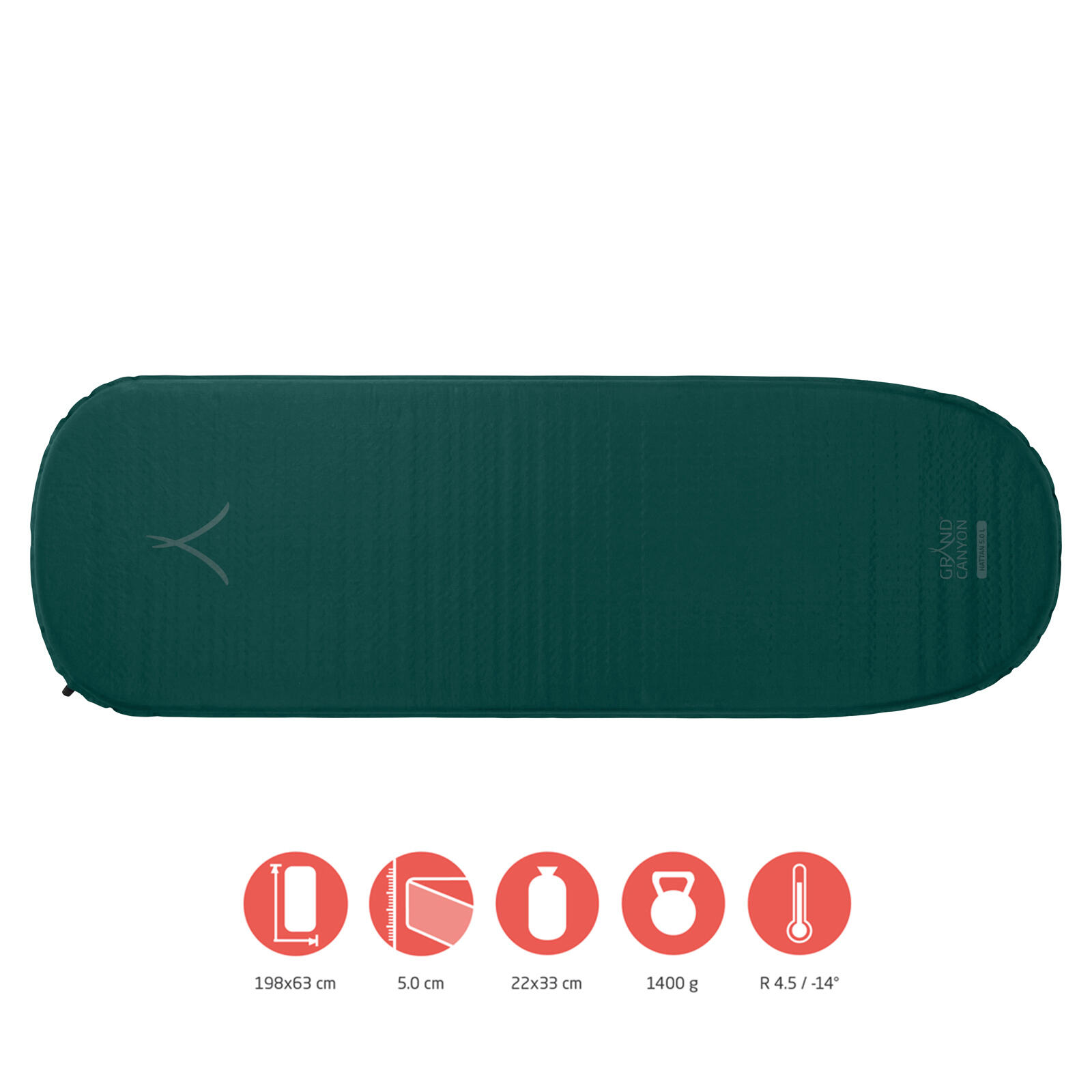Grand Canyon - Matelas Thermique Hattan Lit À Air Autogonflant 5.0 L - Matelas Autogonflant - Vert - Decathlon