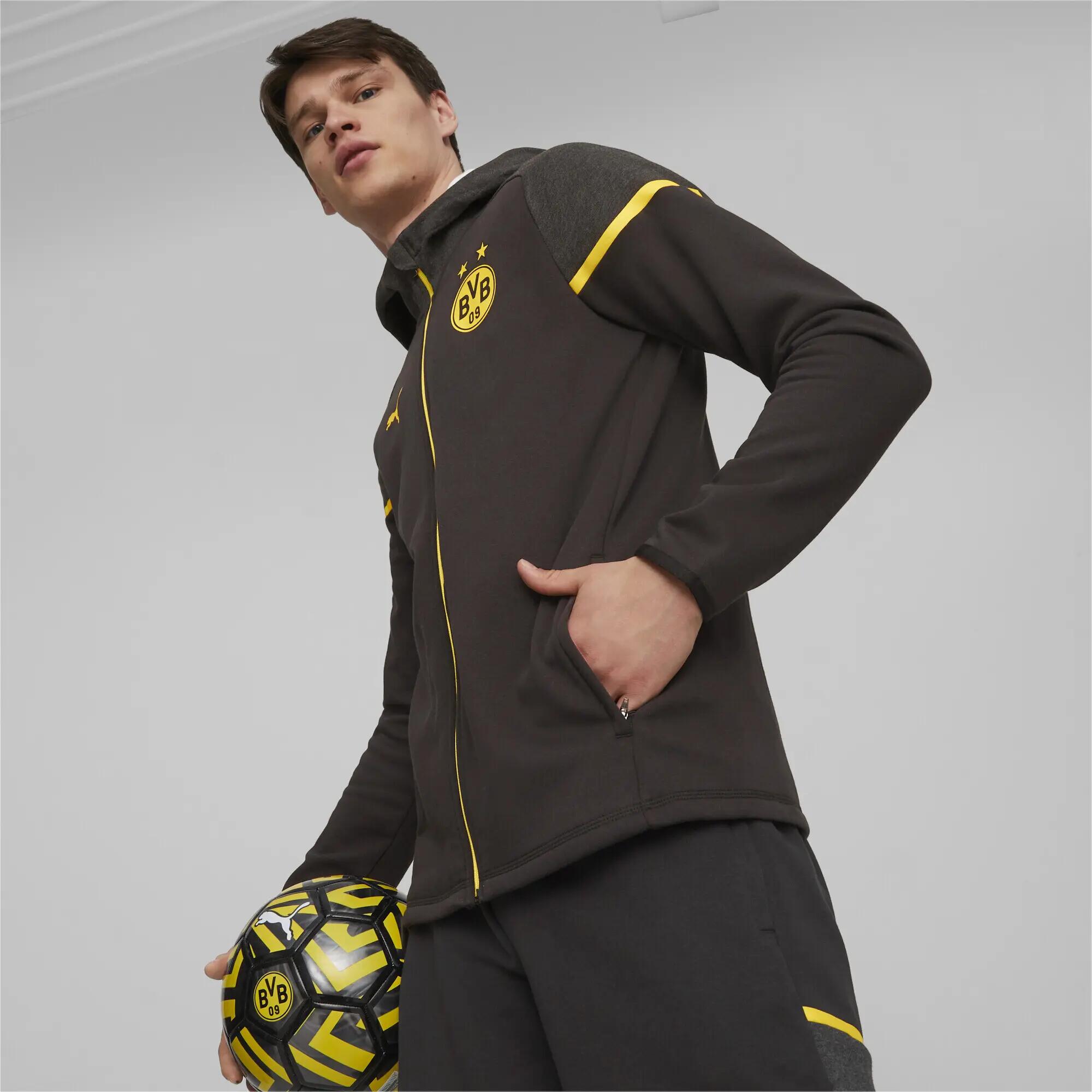 Chaqueta de fútbol Borussia Dortmund Casuals con capucha PUMA Black Cyber Yellow 2/6