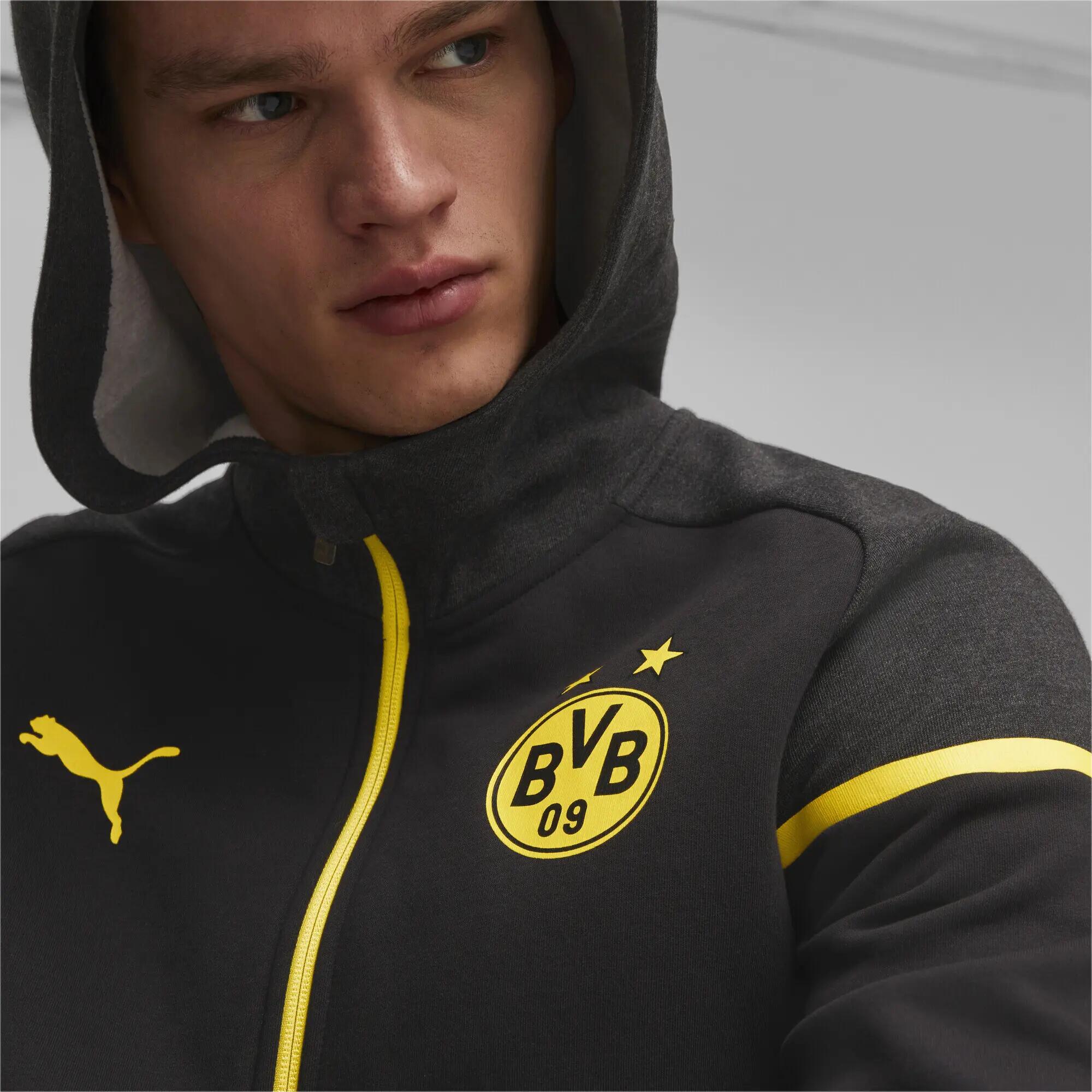 Chaqueta de fútbol Borussia Dortmund Casuals con capucha PUMA Black Cyber Yellow 3/6