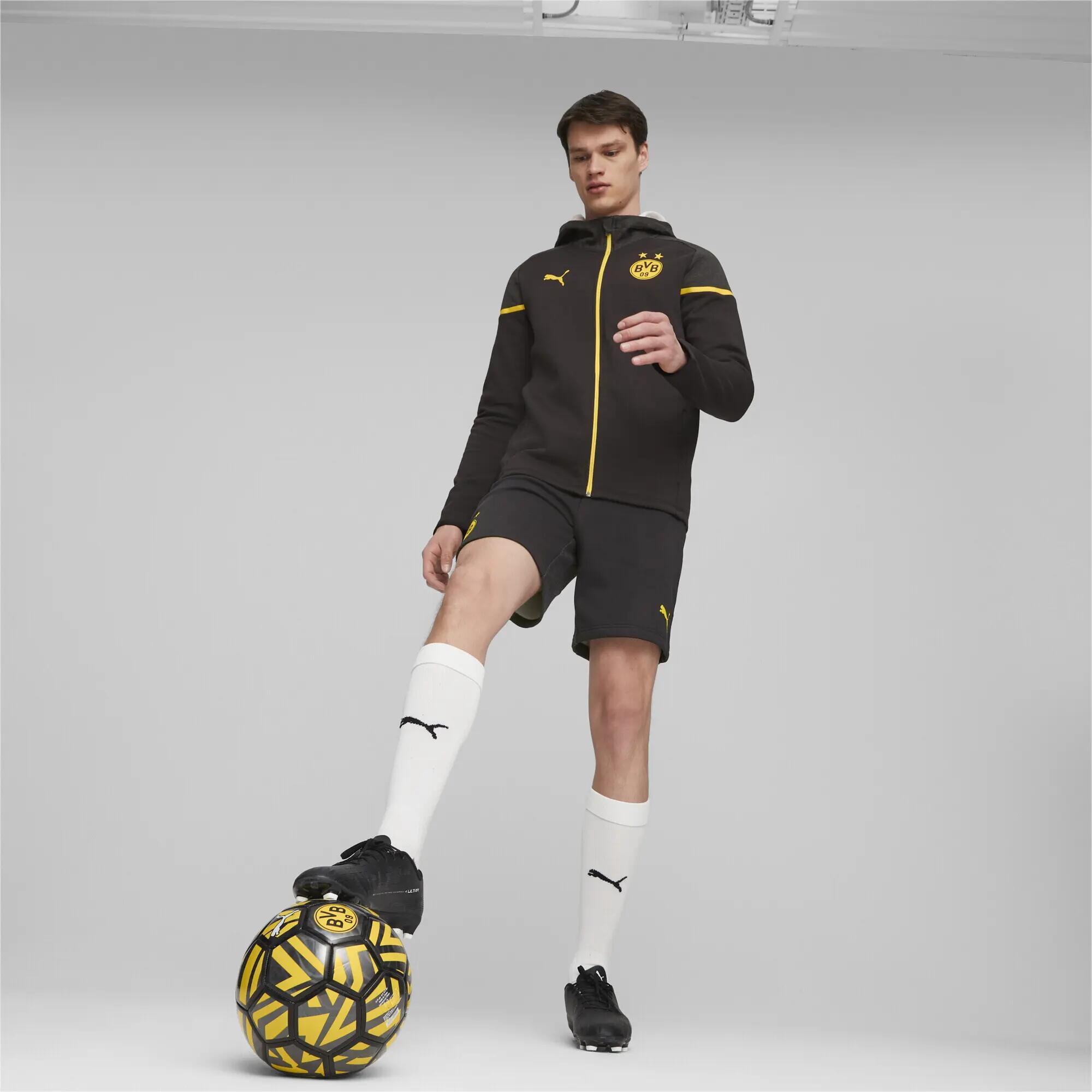 Chaqueta de fútbol Borussia Dortmund Casuals con capucha PUMA Black Cyber Yellow 4/6