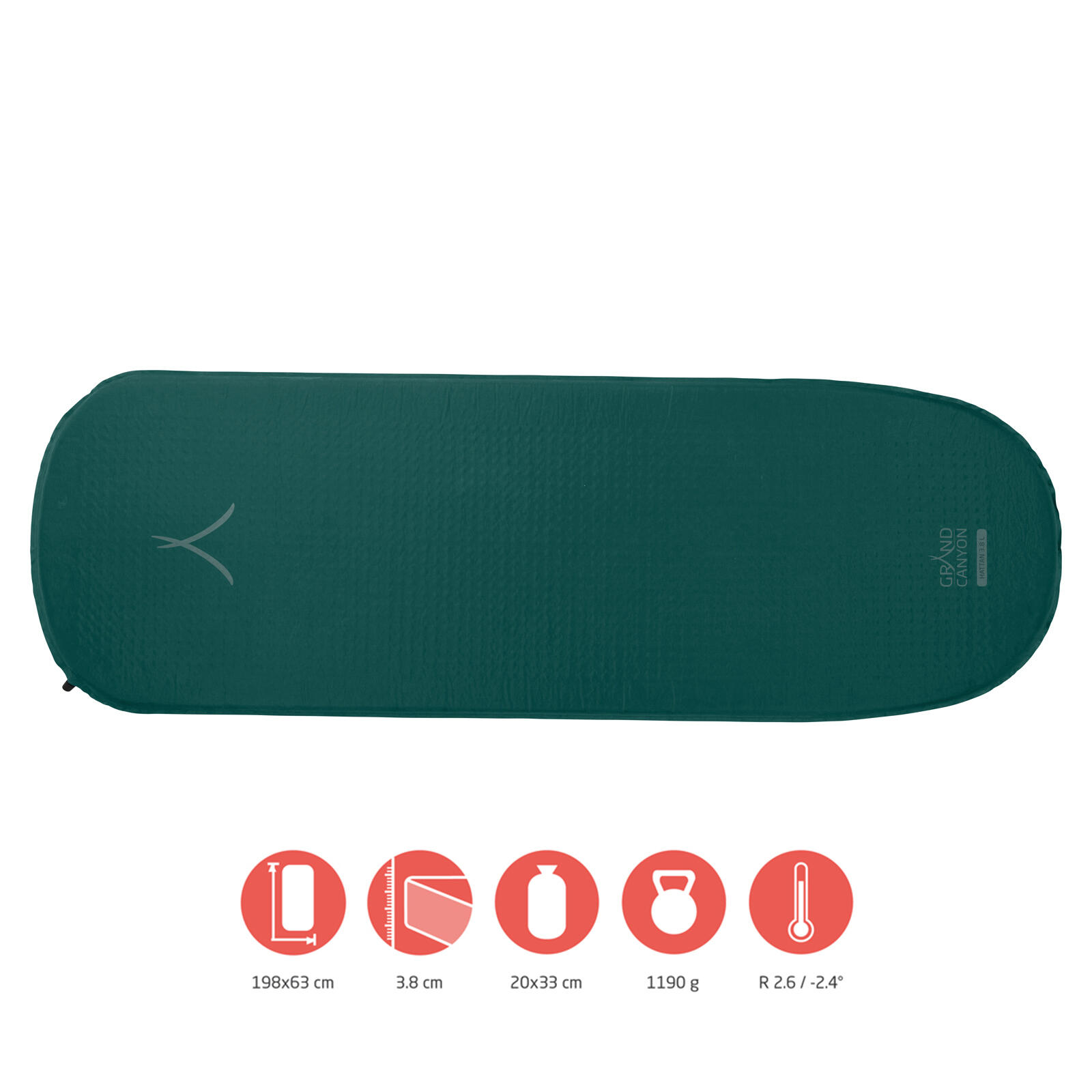 Grand Canyon - Matelas Hattan Thermique Lit À Air Autogonflant 3.8 | L - Matelas Autogonflant - Vert - Decathlon