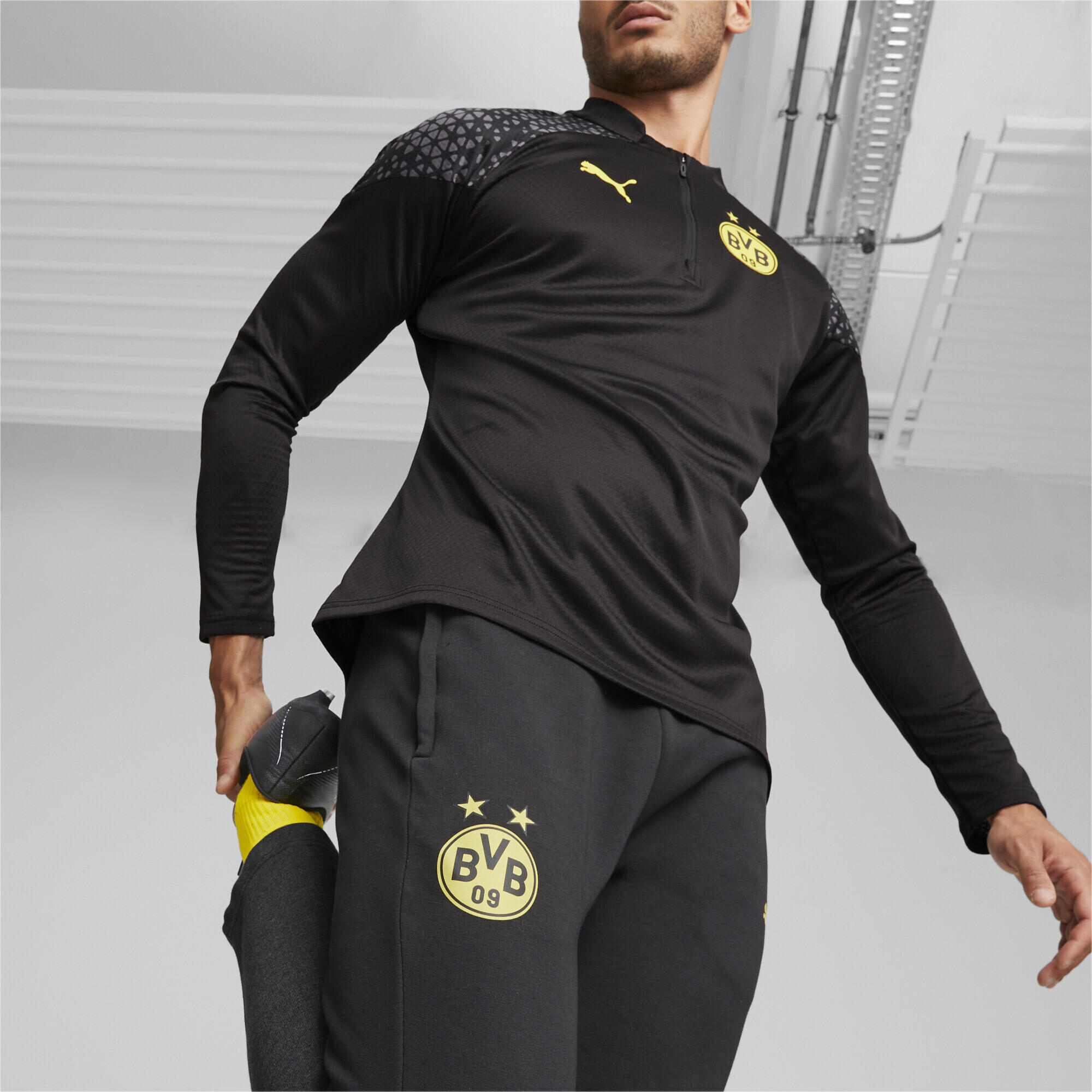 Borussia Dortmund Football Casuals Hose Herren PUMA Black Cyber Yellow 4/6
