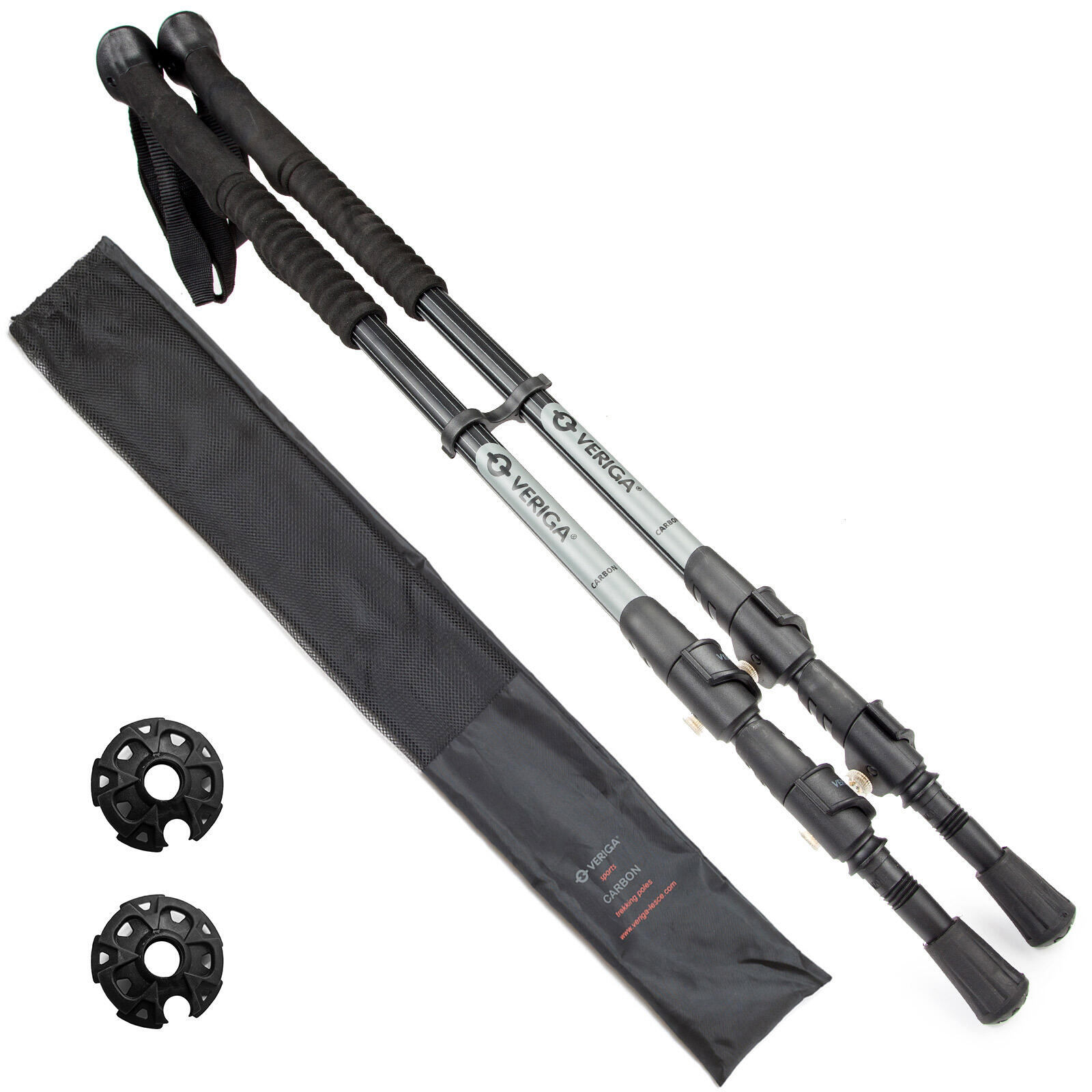 Veriga - Bâtons De Trekking Télescopiques Nordic Walking Randonnée 69-135cm 100% Carbone - Bâton De Randonnée - Gris|noir - Taille Unique - Decathlon