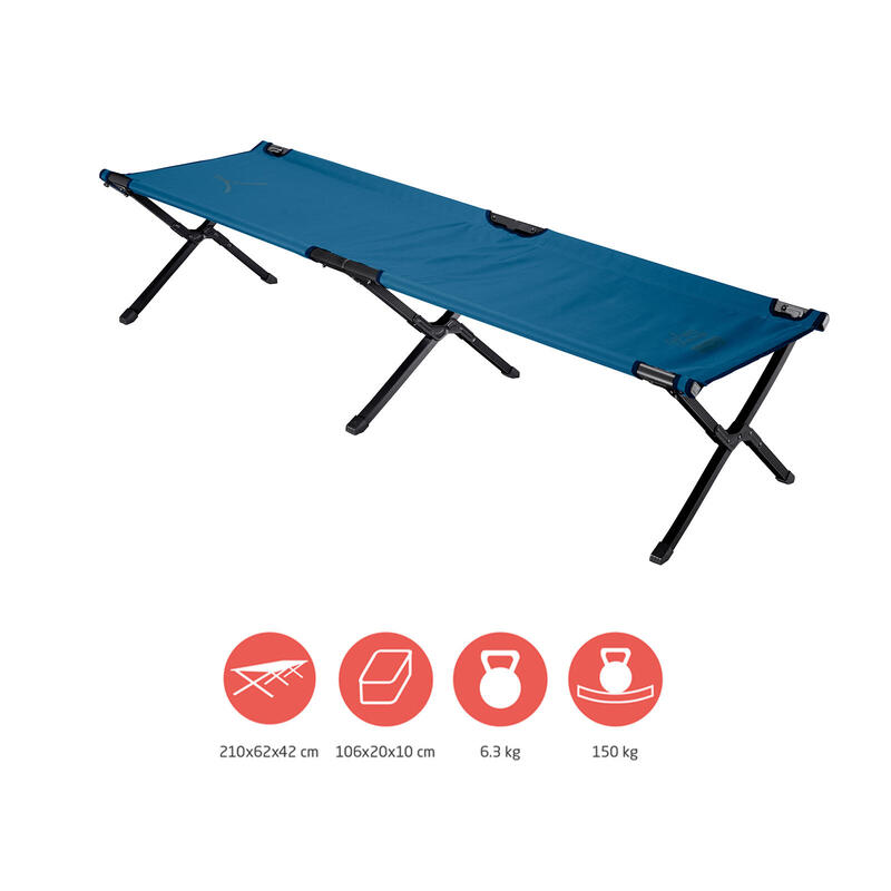 Alu Lit de camp Topaz Camping Chaise longue pliant Grand 150 kg L