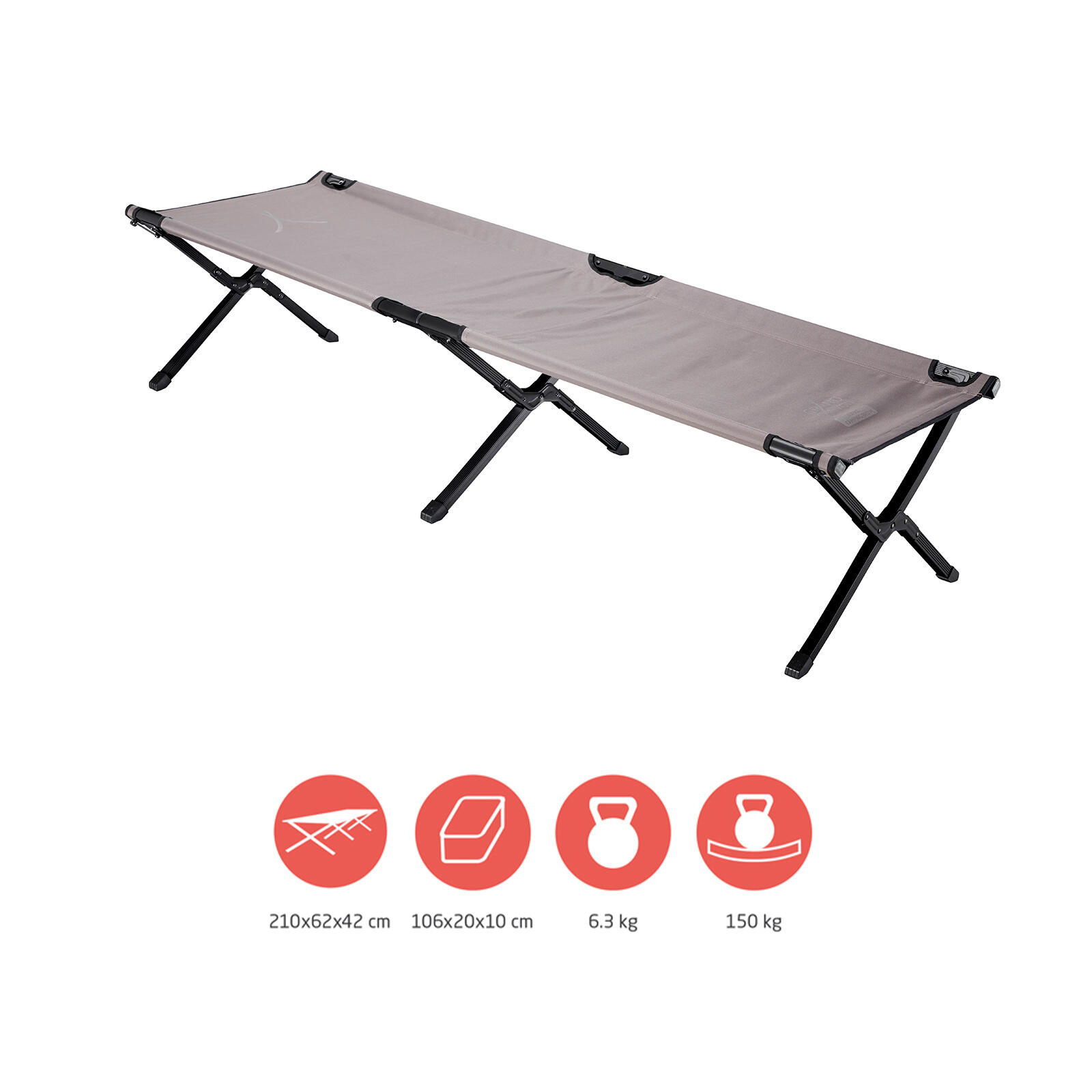 Grand Canyon - Alu Lit De Camp Topaz Camping Chaise Longue Pliant Grand 150 Kg L - Lit De Camps - Bleu - Taille Unique - Decathlon