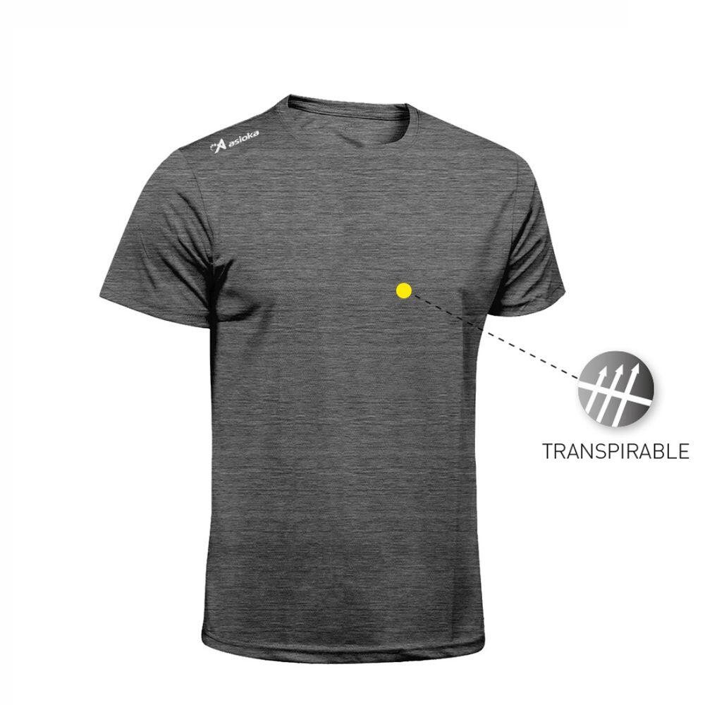 Camiseta Running Manga Corta Hombre Asioka Río Jaspe Gris Oscuro Transpirable 2/6