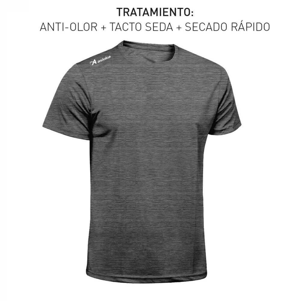 Camiseta Running Manga Corta Hombre Asioka Río Jaspe Gris Oscuro Transpirable 3/6