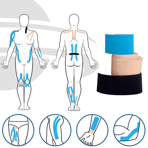 axion Kinesiology Tapes Set de 12 mélanges rouge, bleu, noir, beige